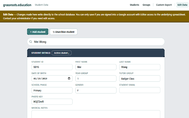 Edit source data with permission controls